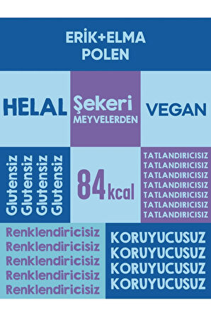 Mixmey Bee Erik Ve Polen Meyve Bar 12 Adet | Vejetaryen, Glutensiz Sağlıklı Atıştırmalık- 25gr X 12 Adet