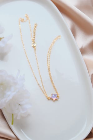 Gold Pembe Taşlı Zirkon Taşlı Yıldız Şahmeran