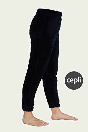 Cepli Lüx Pofuduk Polar Kışlık Pijama Altı pofcepli