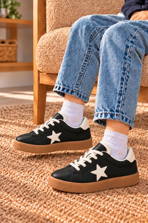 Çocuk Esnek Sneaker Siyah/Beyaz