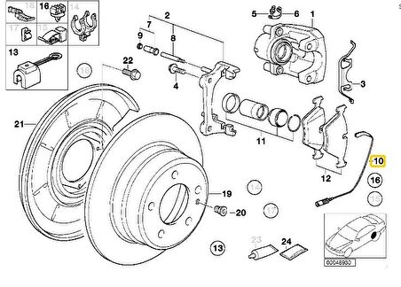 BMW E36 ARKA FREN BALATA SENSÖRÜ 34351181342