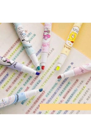 6 Adet Sanrio Neon Fosforlu Kalem Seti