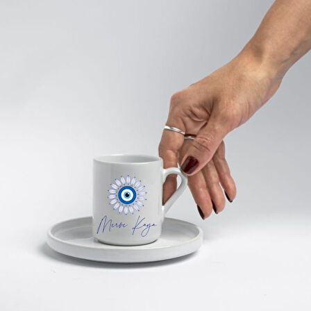 Nazar Boncuklu Kişiye Özel Türk Kahvesi Fincanı – İsim Yazılı Hediyelik 1 adet