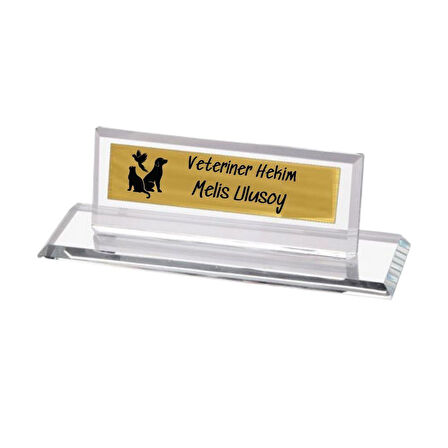 Veterinerlere Özel Kristal Masa İsimliği