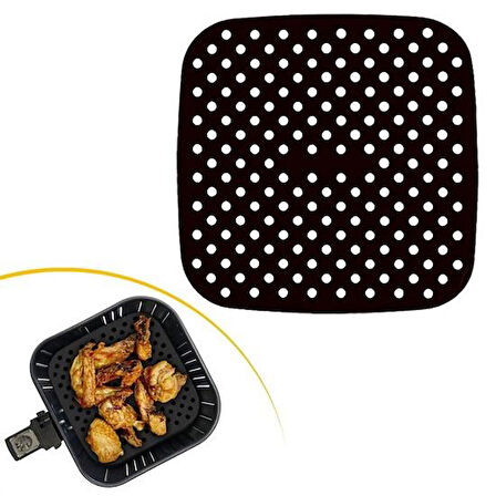 By Nevser® Renkli Isıya Dayanıklı Yıkanılabilir Silikon Fırın Ve Airfryer Kare Pişirme Matı 21,5 Cm