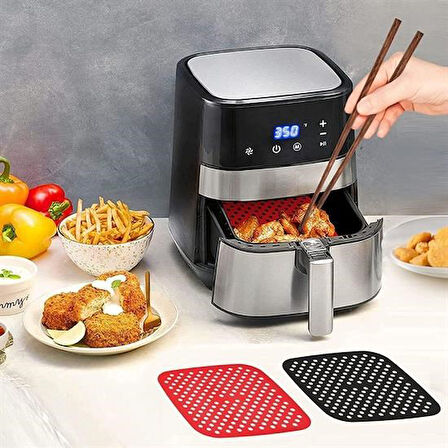 By Nevser® Renkli Isıya Dayanıklı Yıkanılabilir Silikon Fırın Ve Airfryer Kare Pişirme Matı 21,5 Cm