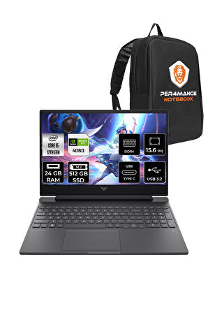 HP Victus 15 i5 12500H 24GB 512GB SSD RTX4060/8GB 144Hz 15.6'' FHD FDOS Gaming Laptop & PER4 ÇANTA