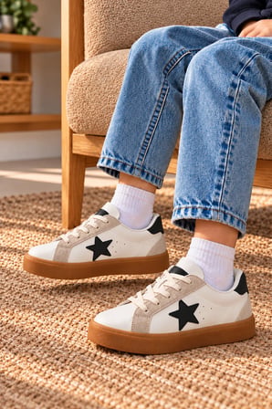 Çocuk Esnek Sneaker Beyaz/Siyah