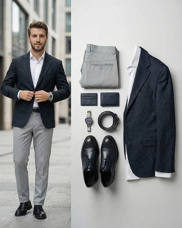 Beystil Erkek Açık Gri Slim Fit Keten Pantolon