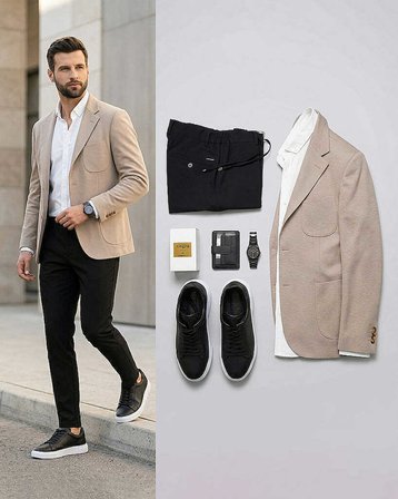 Beystil Erkek Mono Yaka Krem Blazer Ceket 310 - Slim Fit