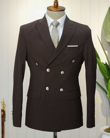 Beystil Sivri Yaka Kahve Kruvaze Takım Elbise Nikol - Slim Fit