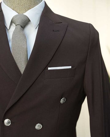 Beystil Sivri Yaka Kahve Kruvaze Takım Elbise Nikol - Slim Fit