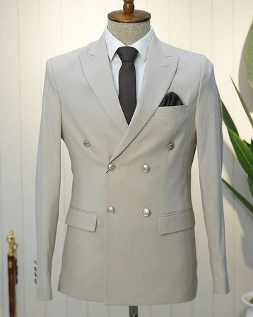 Beystil Sivri Yaka Krem Kruvaze Takım Elbise Nikol - Slim Fit
