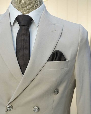 Beystil Sivri Yaka Krem Kruvaze Takım Elbise Nikol - Slim Fit