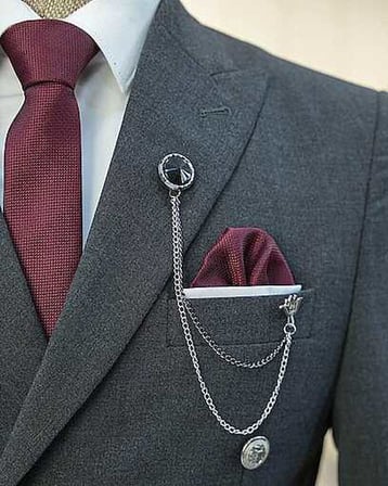 Beystil Sivri Yaka Gri Kruvaze Takım Elbise Nikol - Slim Fit