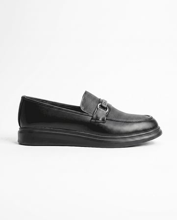 Beystil Erkek Siyah Mat Corcik Tokalı Loafer Ayakkabı