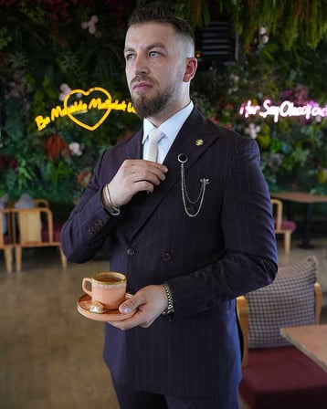 Beystil Sivri Yaka Bordo Çizgili Kruvaze Takım Elbise 53151 - Slim Fit