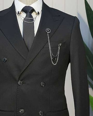 Beystil Oscar Slim Fit Siyah Kruvaze Takım Elbise Nikol