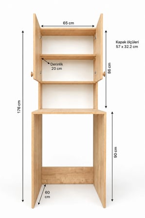 Çamaşır Makinesi Dolabı, Çift Kapaklı, Raflı, Çok Amaçlı