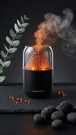 Volkan Efektli Ultra Sessiz LED Işıklı Gece Lambası & Değişen Renk Modlu Ultrasonik Hava Nemlendirici & Aroma Difüzör