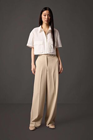 DeFacto Coool Oversize Geniş Kalıp Poplin Kısa Kollu Gömlek C0739AX24SPWT32