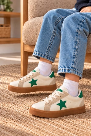 Çocuk Esnek Sneaker Yeşil/Beyaz