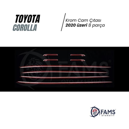 Toyota Corolla Uyumlu 2020 Üzeri Krom Cam Çıtası (ALT KISIM) 8 Parça Paslanmaz Çelik