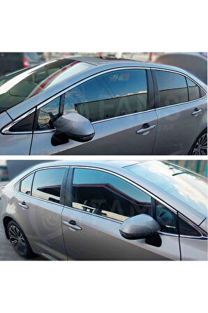 Toyota Corolla Uyumlu 2020 Üzeri Krom Cam Çıtası (ALT KISIM) 8 Parça Paslanmaz Çelik