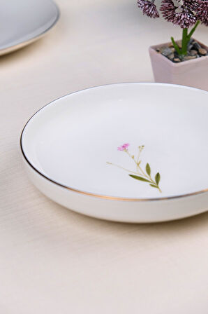Tabak Evi Porselen Natura Karma Altın Yaldız Çukur Tabak 18,50cm 6 lı