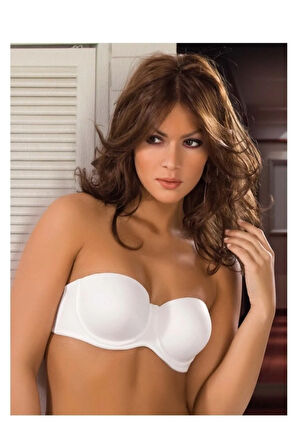 7035 Bonnie (ekru) Desteksiz Dolgusuz Straplez Boş Kap Sütyen