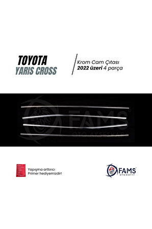 Toyota Yaris Cross Uyumlu 2022 üzeri Cam Çıtası 4 Parça Paslanmaz Çelik