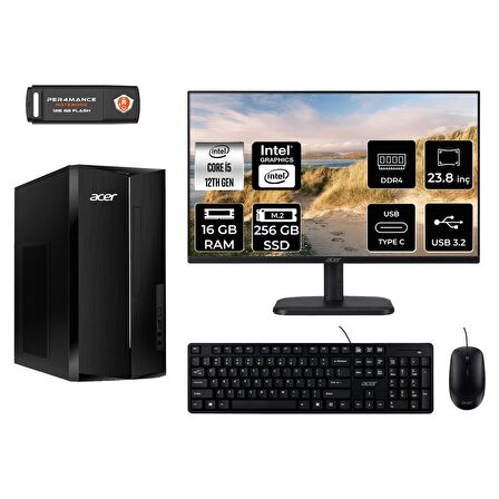 Acer Aspire TC1760 i5 12400 16GB 256GB SSD FDOS DT.BHUEM.005 MASAÜSTÜ PC & 23.8" MONİTÖR