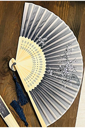 Yelpaze Kumaş Bambu Şık Desenli Şık Hediyelik Yelpaze