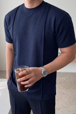 Erkek Tişört %100 Pamuk İnterlok Kumaş Bisiklet Yaka Premium Rahat Kalıp Tişört