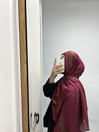 Aminenesil Etnik Düz Siyah Fuşya Renk Şal