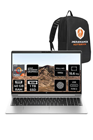 HP ProBook 455 G10 R5 7530U 40GB RAM 1TB SSD 15.6'' FHD FDOS Dizüstü Bilgisayar & PER4 ÇANTA