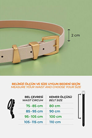 Asimetrik Gold Köprülü Ekru Kadın Kemer