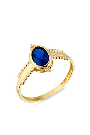 Oval Safir Taşlı Altın Tasarım Yüzük