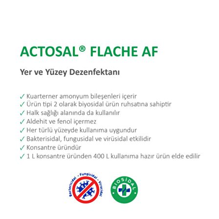 ACTOSAL® FLACHE AF 1L [Konsantre Yer ve Yüzey Dezenfektanı]