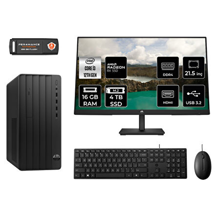 HP PRO TOWER 290 G9 MA1EAD165 İ3 12100 16GB RAM 4TB SSD RX550 4GB 21.5" FDOS MASAÜSTÜ PC