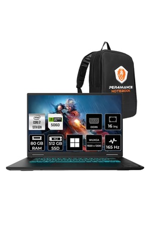 Gaming A16 i7 13620H RTX5060 8GB 80GB RAM 512GB SSD 16" FHD+ 165Hz Win11 Home A16CVHP398 Gaming Laptop + PER4 Çanta