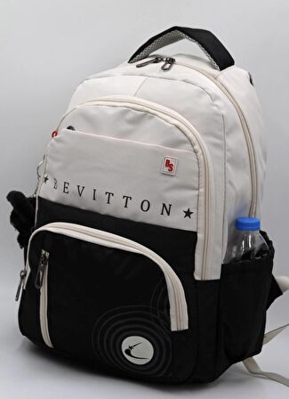 Saten Su İtici Kumaş Siyah Bej Büyük Boy Unisex Seyahat Okul ve Sırt Çantası / 3440