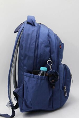 Saten Su İtici Kumaş Lacivert Büyük Boy Unisex Seyahat Okul ve Sırt Çantası / 3440