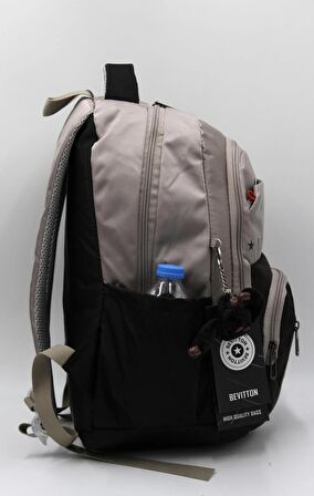 Saten Su İtici Kumaş Vizon Siyah Büyük Boy Unisex Seyahat Okul ve Sırt Çantası / 3440