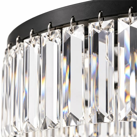 Kanvas 45'Lik Siyah Kristalli Taşlı Modern Tasarım Kristal Salon Avize