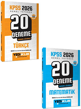Yediiklim 2026 KPSS Genel Yetenek Türkçe Matematik Tamamı Çözümlü 20 Deneme Seti 2 Kitap
