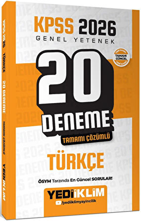 Yediiklim 2026 KPSS Genel Yetenek Türkçe Matematik Tamamı Çözümlü 20 Deneme Seti 2 Kitap