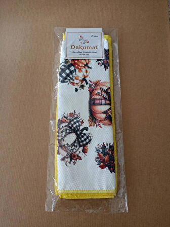 MİCROFİBER TEMİZLİK BEZİ 40X50 CM 2 ADET (BİR ADET BASKILI BİR ADET NATUREL)