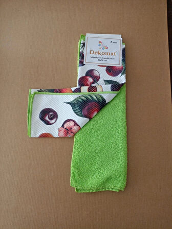 MİCROFİBER TEMİZLİK BEZİ 40X50 CM 2 ADET (BİR ADET BASKILI BİR ADET NATUREL)