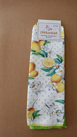 MİCROFİBER TEMİZLİK BEZİ 40X50 CM 2 ADET (BİR ADET BASKILI BİR ADET NATUREL)